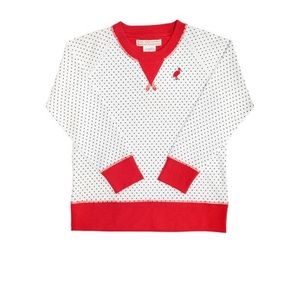 The Beaufort Bonnet Company Cassidy Crew Neck Long Sleeve Richmond Red/Navy Dot